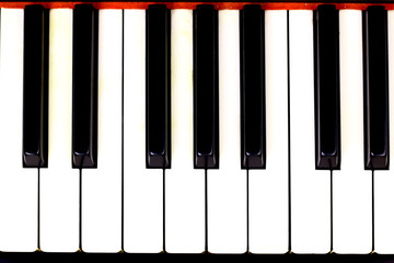 Naklejka premium Black and White keys of an antique piano in perspective