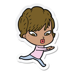 sticker of a cartoon woman