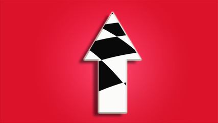 up arrow-with checkers. Creative design for your greeting card, flyers, invitations, posters, brochures, banners, red background.