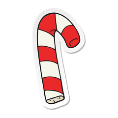 sticker of a cartoon candy cane