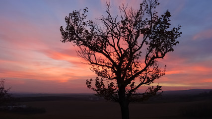 dramatic sunset with clouds