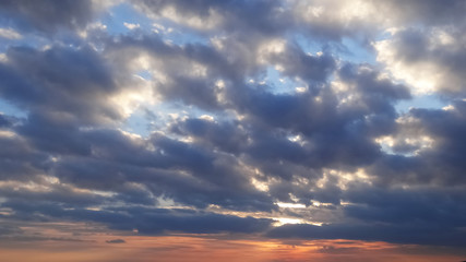 dramatic sunset with clouds