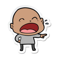 sticker of a cartoon shouting bald man