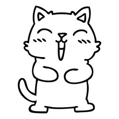 quirky line drawing cartoon cat