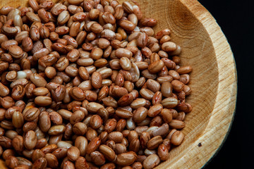 Carioca Beans into a bowl. Agriculture, seed.