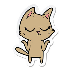 sticker of a calm cartoon cat