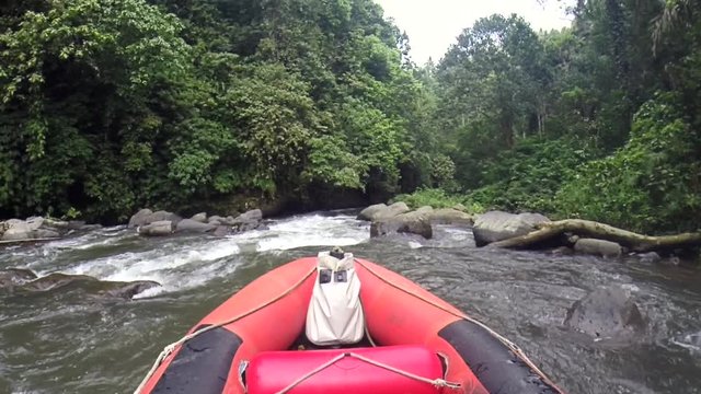 POV Shot of White Water Rafting In Ubud Bali Indonesia