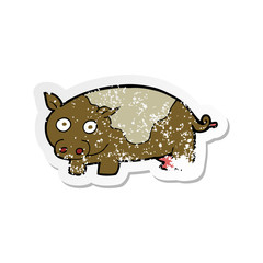 retro distressed sticker of a cartoon pig