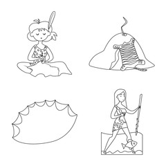 Vector design of primitive  and archeology icon. Set of primitive  and history  stock vector illustration.