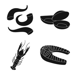 Vector illustration of market and marine  sign. Collection of market and sea vector icon for stock.