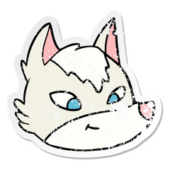 distressed sticker of a cartoon wolf face