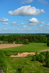 green cultivated fields in countryside