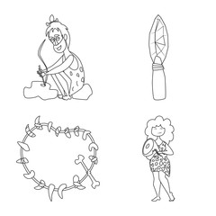 Isolated object of primitive  and archeology sign. Collection of primitive  and history  vector icon for stock.