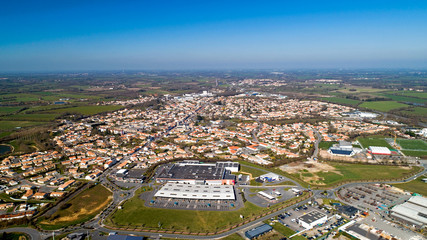 Aerial view of Belleville sur Vie in Vendee