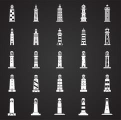 Lighthouse  icons set on background for graphic and web design. Simple vector sign. Internet concept symbol for website button or mobile app.