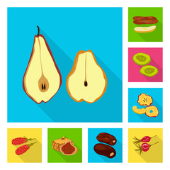 Vector design of fruit and dried  logo. Collection of fruit and food  stock vector illustration.