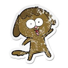 distressed sticker of a cute cartoon dog