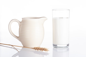 Glass of milk and jug