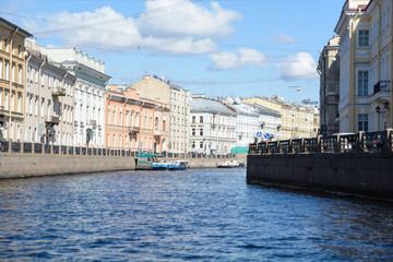 Obraz premium View of buildings, streets, bridges, rivers and canals of St. Petersburg, Russia.