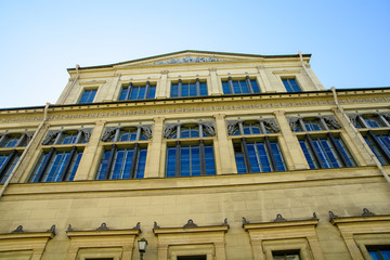 View of buildings, streets, bridges, rivers and canals of St. Petersburg, Russia.