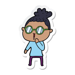 sticker of a cartoon woman wearing spectacles
