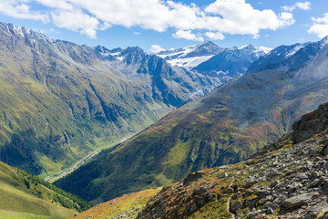 Naklejka premium Trekking in Alps summer vacation