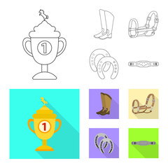 Vector design of equipment and riding sign. Collection of equipment and competition stock symbol for web.