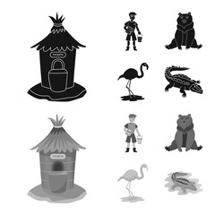 Vector illustration of nature  and fun  logo. Set of nature  and entertainment vector icon for stock.