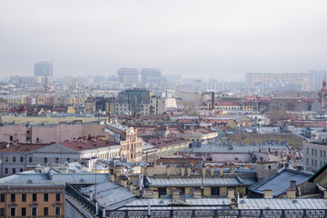 Obraz premium View of buildings, streets, bridges, rivers and canals of St. Petersburg, Russia.
