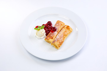 sweet pancakes with cherries
