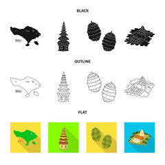 Vector design of travel and tourism logo. Collection of travel and island vector icon for stock.