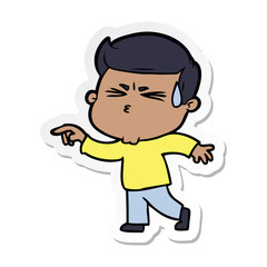 sticker of a cartoon man sweating
