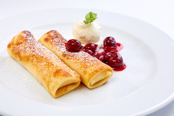 sweet pancakes with cherries