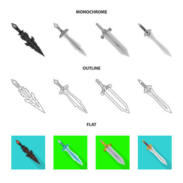 Isolated object of game  and armor  icon. Collection of game  and blade  stock symbol for web.