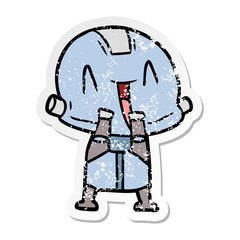 distressed sticker of a cartoon robot