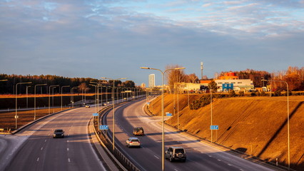 Vilnius ,west bypass in the evening