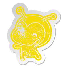 distressed old sticker kawaii of a cute lady bug