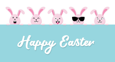 Obraz na płótnie Canvas Cute Easter bunnies happy Easter sign- Vector
