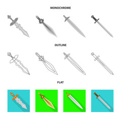 Vector design of game  and armor  icon. Set of game  and blade  vector icon for stock.