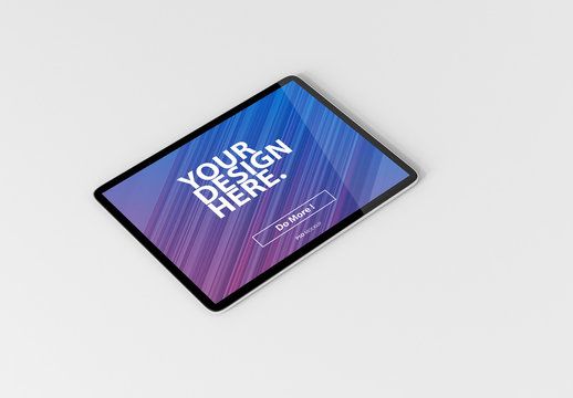 Tablet on White Surface Mockup