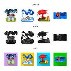 Vector illustration of weather and distress icon. Collection of weather and crash stock symbol for web.