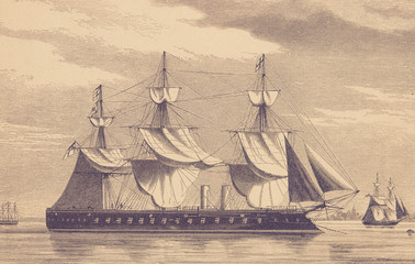 The gunboat 'König Wilhelm' - Illustration, Germany, 1880-1889, 19th Century, 19th Century Style,...