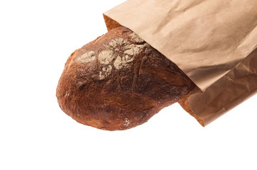 white bread in paper bag isolated