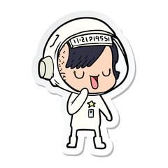 sticker of a cartoon astronaut woman