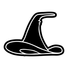 cartoon icon drawing of a witches hat
