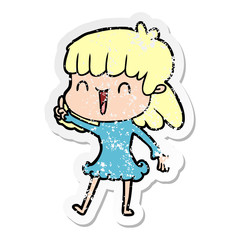 distressed sticker of a cartoon woman
