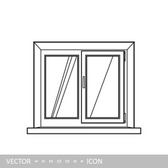 PVC plastic window. Home window design element. Vector icon in linear style.