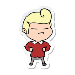 sticker of a cartoon cool guy with fashion hair cut