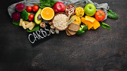 Foods with natural carbohydrates: bread, pasta, avocado, flour, pumpkin, broccoli, beans, spinach....