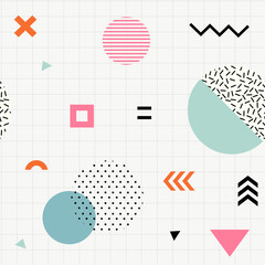 Trendy geometric memphis seamless pattern.